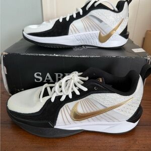 Nike Sabrina 2 KC White and Black Sneakers with Gold Swoosh